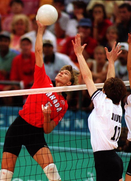Canada's Brigitte Soucy competing in the women's volleyball event at the 1996 Atlanta Summer Olympic Games. (CP PHOTO/COA/Scott Grant)