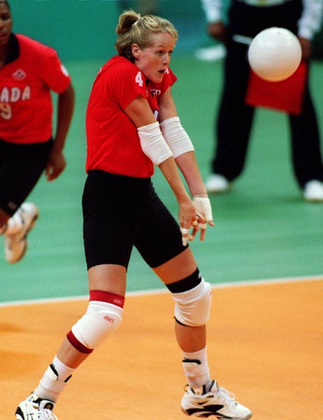 Canada's Katrina von Sass competing in the women's volleyball event at the 1996 Atlanta Summer Olympic Games. (CP PHOTO/COA/Scott Grant)