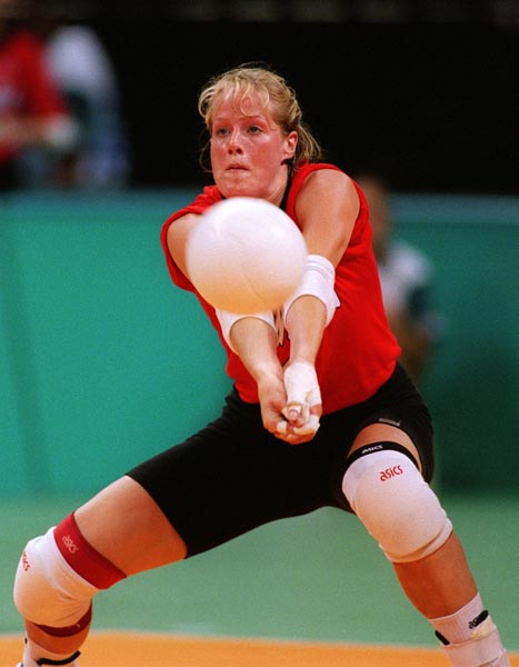 Canada's Katrina von Sass competing in the women's volleyball event at the 1996 Atlanta Summer Olympic Games. (CP PHOTO/COA/Scott Grant)