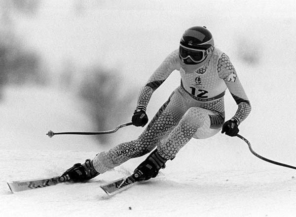 Canada's Kerrin Lee Gartner competing in the alpine ski event at the 1992 Albertville Olympic winter Games. (CP PHOTO/COA/REDI)