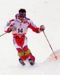 Canada's Jean-Luc Brassard competing in the freestyle ski event at the 1994 Lillehammer Winter Olympics. (CP PHOTO/ COA)