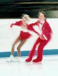 Canada's Jose Chouinard competing in the figure skating event at the 1992 Albertville Olympic winter Games. (CP PHOTO/COA/Scott Grant)