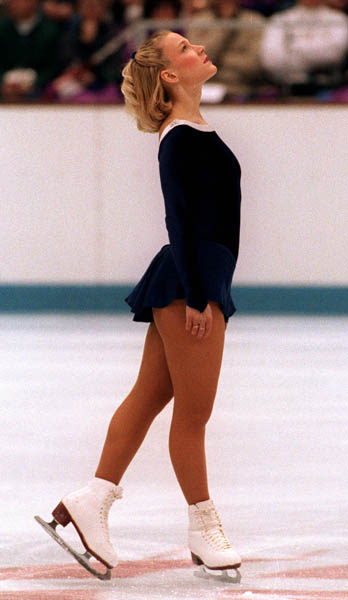 Canada's Karen Preston competes in the figure skating event at the 1992 Albertville Olympic winter Games. (CP PHOTO/COA/Scott Grant)