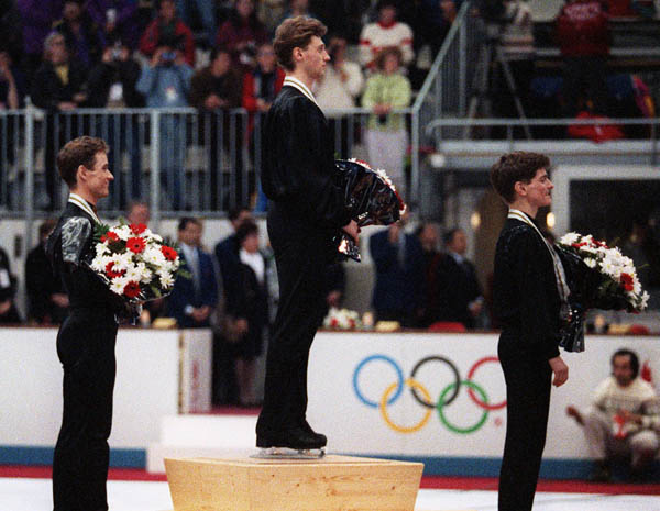 Medal winners  at the 1992 Albertville Olympic winter Games. (CP PHOTO/COA/Scott Grant)