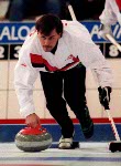 Canada's Randy Smith competing in the Gold Medal game against the Unified Team in which Canada won Silver at the 1992 Albertville Olympic winter Games. (CP PHOTO/COA/Scott Grant)