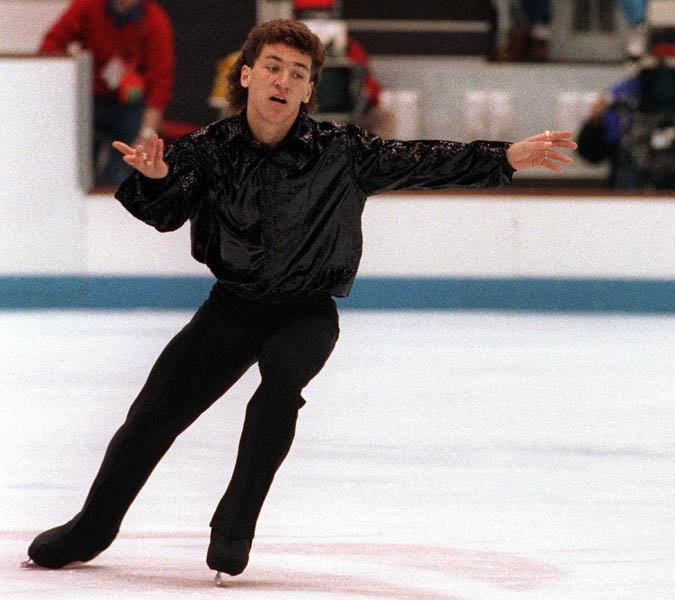 Canada's Elvis Stojko competing in the figure skating event at the 1992 Albertville Olympic winter Games. (CP PHOTO/COA/Ted Grant)