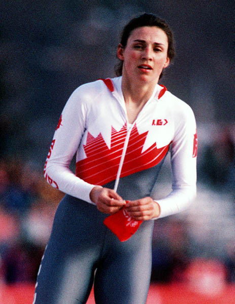 Canada's Susan Auch competing in the speed skating event at the 1992 Albertville Olympic winter Games. (CP PHOTO/COA/Ted Grant)