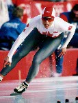 Canada's Catriona Lemay competing in the speed skating event at the 1992 Albertville Olympic winter Games. (CP PHOTO/COA/Scott Grant)