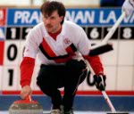 Canada's Dan Petryk competing in the curling event at the 1992 Albertville Olympic winter Games. (CP PHOTO/COA/Ted Grant)