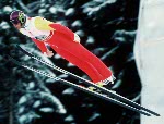 Canada's Horst Bulau competing in the ski jumping event at the 1992 Albertville Olympic winter Games. (CP PHOTO/COA/Scott Grant)
