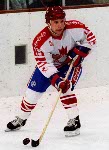 Canada's Todd Brost competing in the Gold Medal game against the Unified Team in which Canada won Silver at the 1992 Albertville Olympic winter Games. (CP PHOTO/COA/Scott Grant)