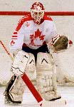Canada's Sean Burke competing in the hockey event against France at the 1992 Albertville Olympic winter Games. (CP PHOTO/COA/Scott Grant)