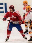 Canada's Joe Juneau competing in the hockey event against Germany at the 1992 Albertville Olympic winter Games. (CP PHOTO/COA/Scott Grant)