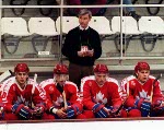Team Canada's head coach Dave King looks over his players during hockey action at the 1984 Winter Olympics in Sarajevo. (CP PHOTO/ COA/O. Bierwagon )