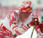 Canada's Chris Lindberg (left) competing in the hockey event against France at the 1992 Albertville Olympic winter Games. (CP PHOTO/COA/Scott Grant)