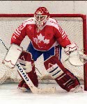 Canada's Trevor Kidd competing in the hockey event against Norway at the 1992 Albertville Olympic winter Games. (CP PHOTO/COA/Scott Grant)
