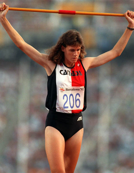 Canada's Catherine Bond-Mills competing in the heptathlon event at the 1992 Olympic games in Barcelona. (CP PHOTO/ COA/ Claus Andersen)