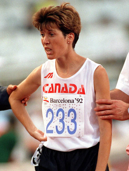 Canada's Janice McCaffrey competing in the 10km walk event at the 1992 Olympic games in Barcelona. (CP PHOTO/ COA/ Claus Andersen)