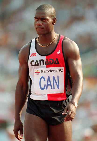 Canada's Ben Johnson competing in the 4x100m relay  event at the 1992 Olympic games in Barcelona. (CP PHOTO/ COA/ Claus Andersen)