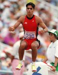Canada's Michael Smith competing in the decathlon event at the 1992 Olympic games in Barcelona. (CP PHOTO/ COA/ Claus Andersen)