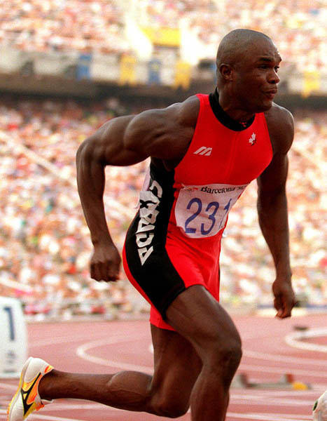 Canada's Atlee Mahorn competing in the 200m event at the 1992 Olympic games in Barcelona. (CP PHOTO/ COA/ Claus Andersen)