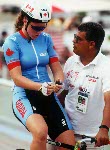 Canada's Tanyaa Dubnicoff and her coach Desmond Dickie at the 1992 Olympic games in Barcelona. (CP PHOTO/ COA/ Claus Andersen)
