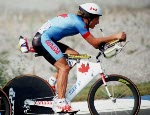 Canada's Todd McNutt competing in the team trials cycling event at the 1992 Olympic games in Barcelona. (CP PHOTO/ COA/ Claus Andersen)