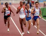 Canada's Freddie Williams (left) competing in the 800m event at the 1992 Olympic games in Barcelona. (CP PHOTO/ COA/ Claus Andersen)