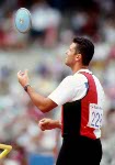 Canada's Ray Lazdins competing in the discus event at the 1992 Olympic games in Barcelona. (CP PHOTO/ COA/ Claus Andersen)