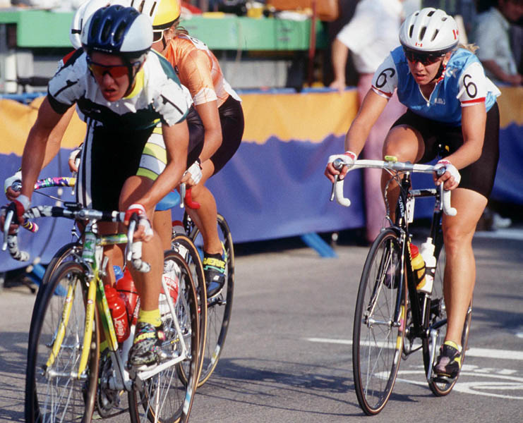 Canada's Kelly-Ann Way (right) competing in the road event at the 1992 Olympic games in Barcelona. (CP PHOTO/ COA/ Claus Andersen)