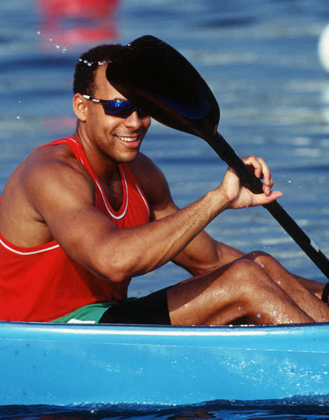 Canada's Renn Crichlow competing in the kayak event at the 1992 Olympic games in Barcelona. (CP PHOTO/ COA/ F.S. Grant)