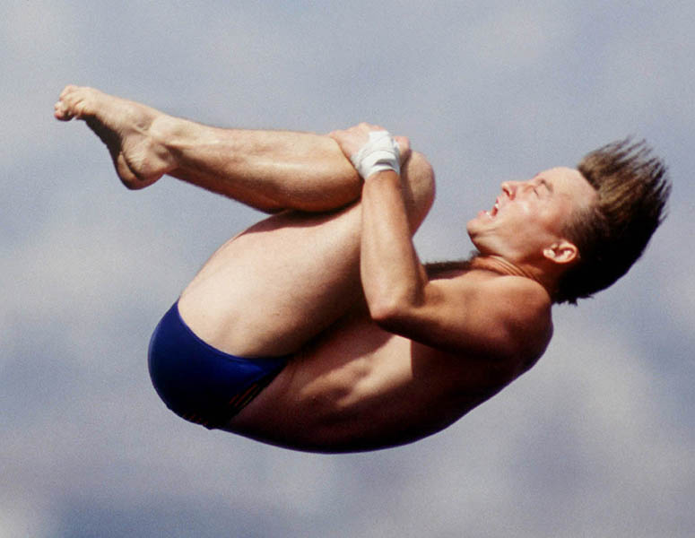 Canada's Bill Hayes competing in the diving event at the 1992 Olympic games in Barcelona. (CP PHOTO/ COA/ Claus Andersen)