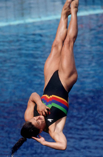 Canada's Mary DePiero competing in the diving event at the 1992 Olympic games in Barcelona. (CP PHOTO/ COA/F.S. Grant)