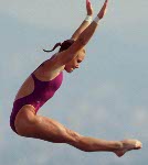 Canada's Paige Gordon competing in the diving event at the 1992 Olympic games in Barcelona. (CP PHOTO/ COA/ F.S. Grant)