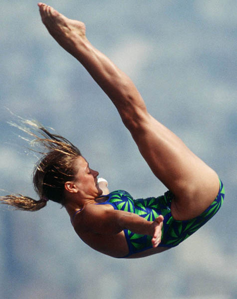 Canada's Anne Montminy competing in the diving event at the 1992 Olympic games in Barcelona. (CP PHOTO/ COA/ F.S. Grant)