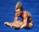 Canada's Mark Rourke competing in the diving event at the 1992 Olympic games in Barcelona. (CP PHOTO/ COA/ Claus Andersen)