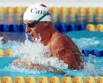 Canada's Jon Cleveland (left) competing in the swimming event at the 1992 Olympic games in Barcelona. (CP PHOTO/ COA/Ted Grant)