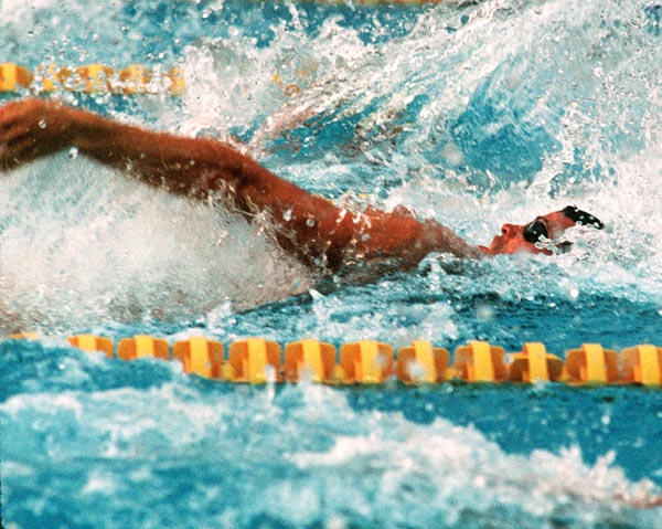 Canada's Mark Tewksbury competing in the swimming event at the 1992 Olympic games in Barcelona. (CP PHOTO/ COA/Ted Grant)