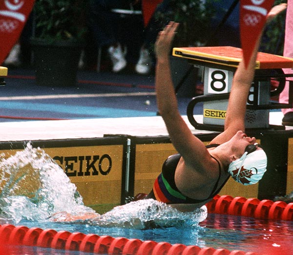 Canada's Nikki Dryden competing in the swimming event at the 1992 Olympic games in Barcelona. (CP PHOTO/ COA/Ted Grant)
