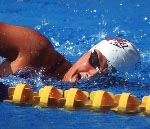 Canada's Marianne Limpert competing in the swimming event at the 1992 Olympic games in Barcelona. (CP PHOTO/ COA/Ted Grant)