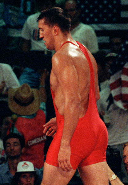 Canada's Jeff Thue competing  in a wrestling event at the 1992 Olympic games in Barcelona. (CP PHOTO/ COA/ Ted Grant)