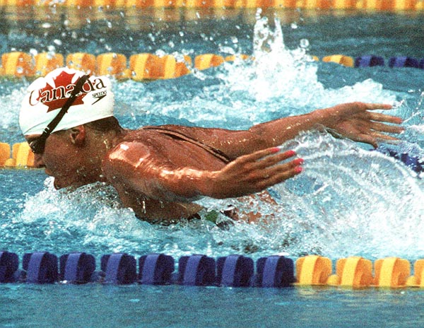 Canada's Kristin Topham competing in the swimming event at the 1992 Olympic games in Barcelona. (CP PHOTO/ COA/Ted Grant)