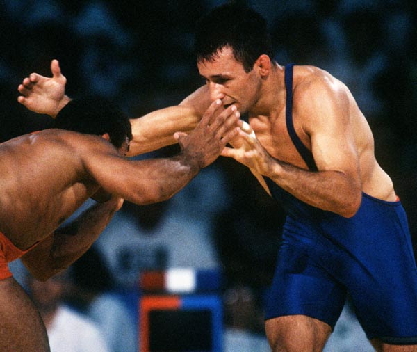 Canada's Chris Wilson competing in the wrestling event at the 1992 Olympic games in Barcelona. (CP PHOTO/ COA/ Ted Grant)