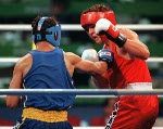 Canada's Dale Brown competing in the boxing event at the 1992 Olympic games in Barcelona. (CP PHOTO/ COA/ F.S.Grant)