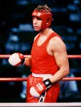 Canada's Kirk Johnson competing in the boxing event at the 1992 Olympic games in Barcelona. (CP PHOTO/ COA/ F.S.Grant)