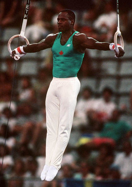 Canada's Curtis Hibbert competing in the gymnastics event at the 1992 Olympic games in Barcelona. (CP PHOTO/ COA/F.S.Grant)