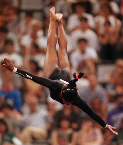 Canada's Stella Umeh competing in the gymnastics event at the 1992 Olympic games in Barcelona. (CP PHOTO/ COA/F.S.Grant)