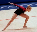Canada's Susie Cushman competing in the rhythmic gymnastics event at the 1992 Olympic games in Barcelona. (CP PHOTO/ COA/Claus Andersen)