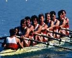Canada's competing in the men's 4- rowing event at the 1992 Olympic games in Barcelona. (CP PHOTO/ COA/Ted Grant)
