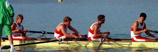 Canada's competing in the men's 4- rowing event at the 1992 Olympic games in Barcelona. (CP PHOTO/ COA/Ted Grant)